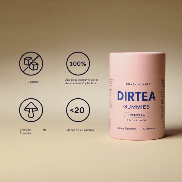 Dirtea gomitas 0 azucar, menos de 20 calorias, 100% de tu consumo diario de vitaminas C y biotina. 