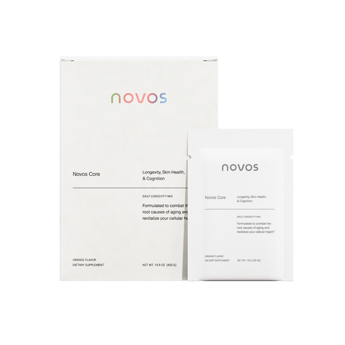 Suplemento de longevidad NOVOS Core con NMN para energía celular y envejecimiento saludable