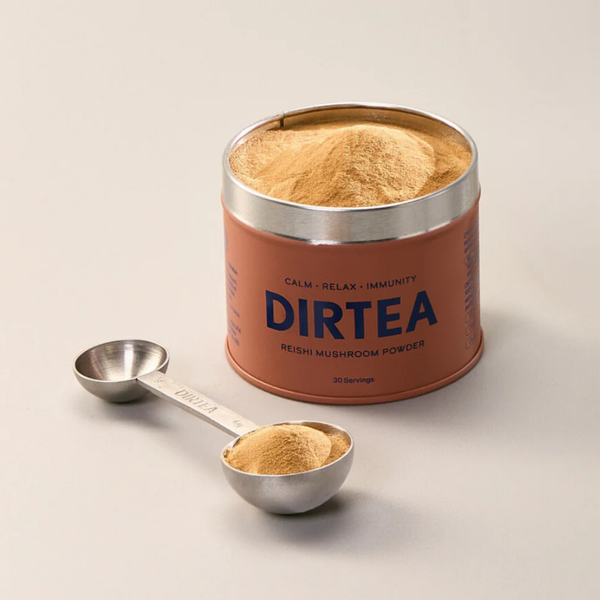 Extracto de reishi en polvo DIRTEA con cuchara, suplemento natural para la calma y el wellness diario