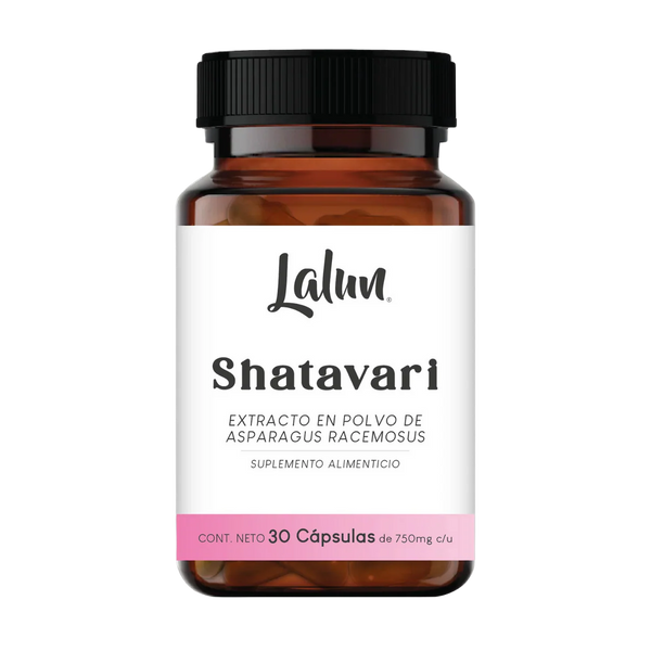 Frasco de pastillas de shatavari, suplemento natural, equilibrio hormonal, bienestar femenino, adaptógeno, disponible en Mexico. 