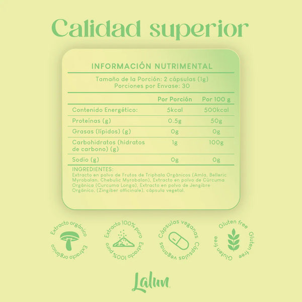 Suplemento Digestive Blend para apoyar digestion saludable y equilibrio digestivo. Calidad superior, extracto orgánico, cápsulas veganas, gluten free. 
