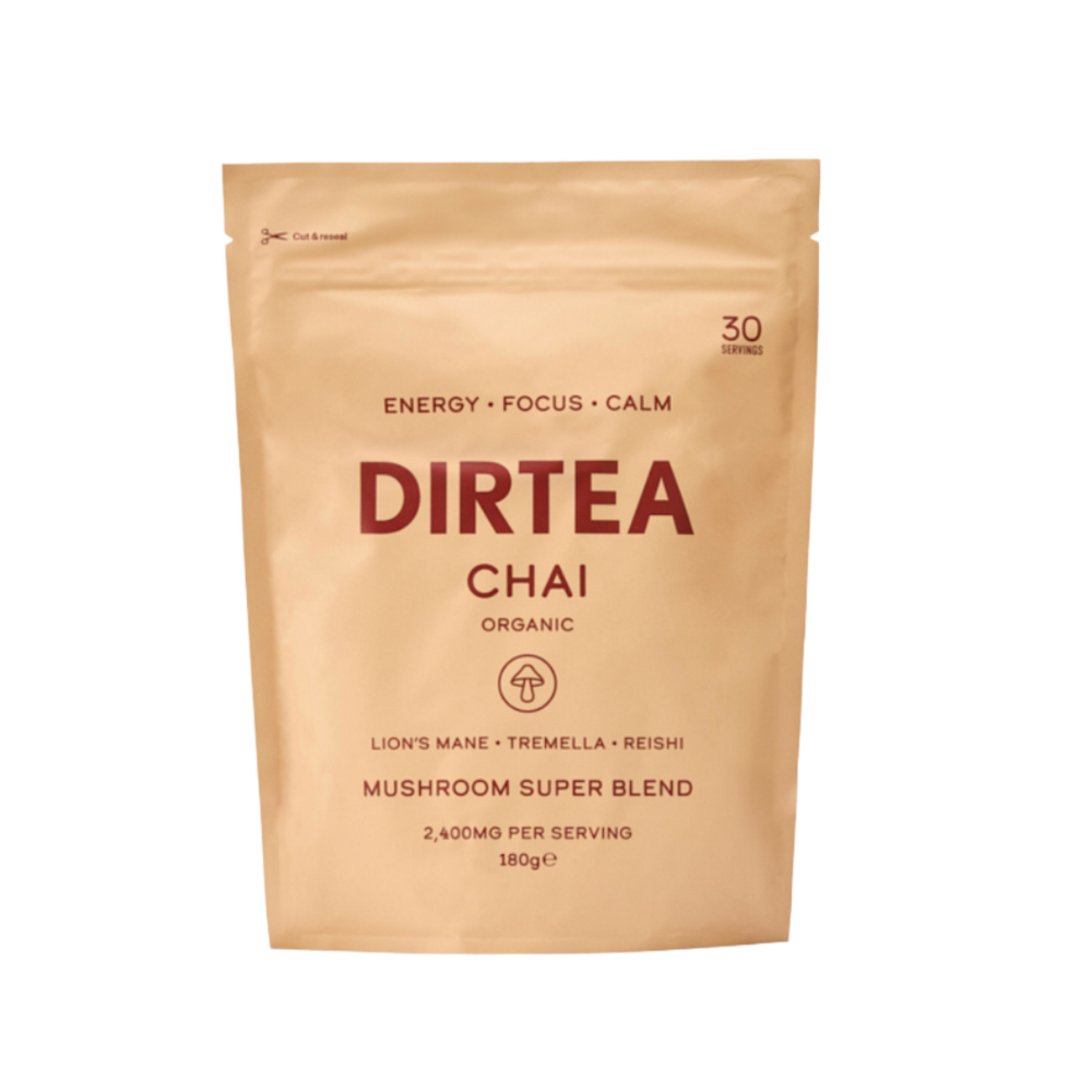 Dirtea Chai orgánico, mezcla de especias con hongos funcionales Lion’s Mane, Tremella y Reishi.