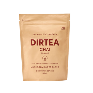 Dirtea Chai orgánico, mezcla de especias con hongos funcionales Lion’s Mane, Tremella y Reishi.