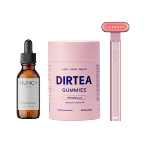 Kit Glow Total Amani con gomitas de Tremella, suero con ácido hialurónico y skincare wand para mejorar hidratación, textura y luminosidad de la piel en México