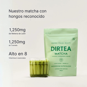 Matcha ceremonial orgánico con Lion’s Mane y Tremella, blend funcional para energía, enfoque y belleza.