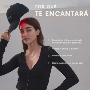 Gorra de terapia de luz roja que apoya la salud del cuero cabelludo y mejora la apariencia del cabello. Energiza los foliculos y mejora circulacion del cuero cabelludo. 